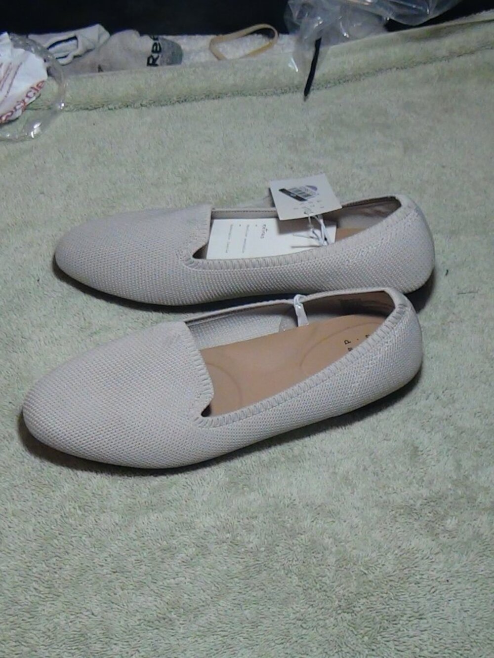 A New Day Women's Knit Loafers  Washable Slip-on Size 6.5 Beige Taupe
